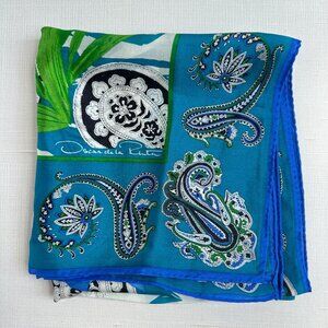 Oscar de la Renta Vintage Silk Floral Scarf 30" 1980s